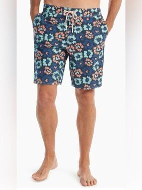 NEW JOHNNIE-O FLORAL VESSUP HALF ELASTIC SURF SHORT BOARDSHORTS SWIM TRUNKS SZ S